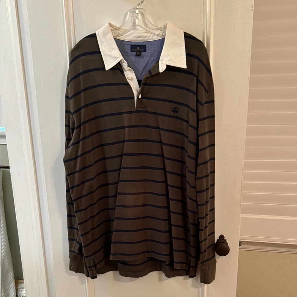 Brooks brothers Men's Striped Polo Shirt - dark green and navy
